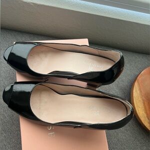 Taryn Rose Black Patent Leather Fierce Open-Toe Pumps Size 8.5